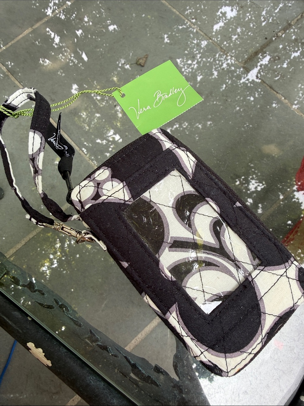 Vera Bradley Black & White Quilted ID Wristlet